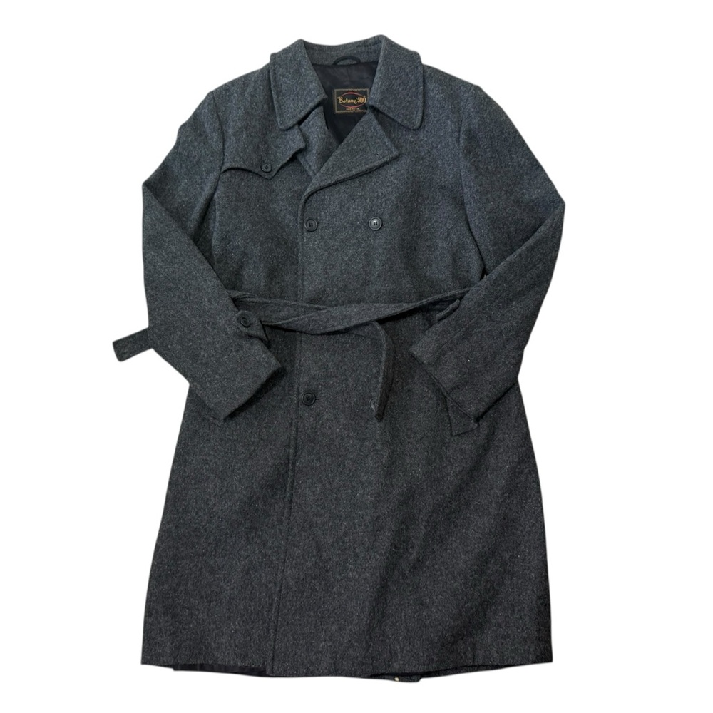Botany 500 Long Wool Trench Coat Mens 42 Lined Belted Double Breasted Vintage - Picture 8 of 9